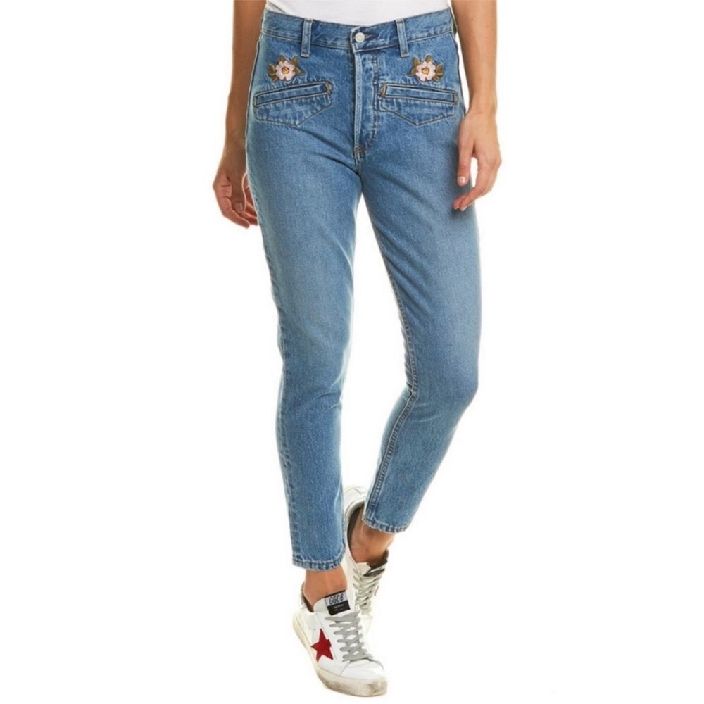 Boyish The Billy Fantasia Floral Embroidered High-Rise Skinny Jeans 30 NWOT